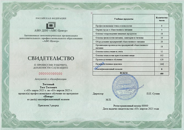 Повар (3-5 разряд). Обучение дистанционно